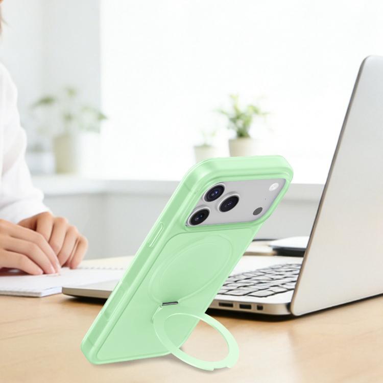 For iPhone 17 Ice Cream Skin Feel Magnetic Pivot Holder Phone Case