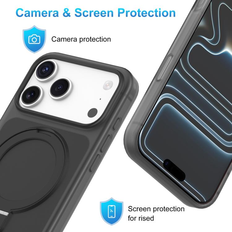 For iPhone 17 Ice Cream Skin Feel Magnetic Pivot Holder Phone Case