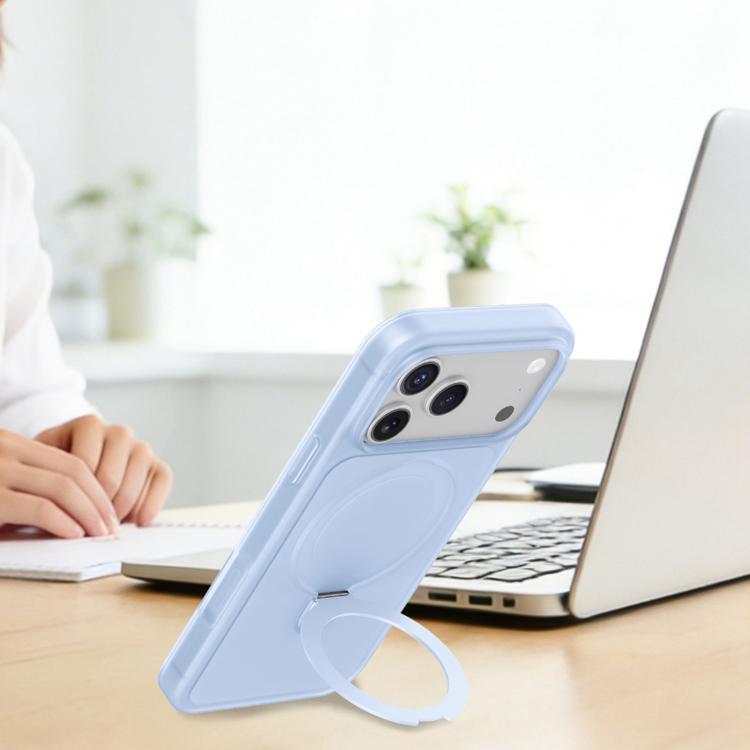 For iPhone 17 Ice Cream Skin Feel Magnetic Pivot Holder Phone Case