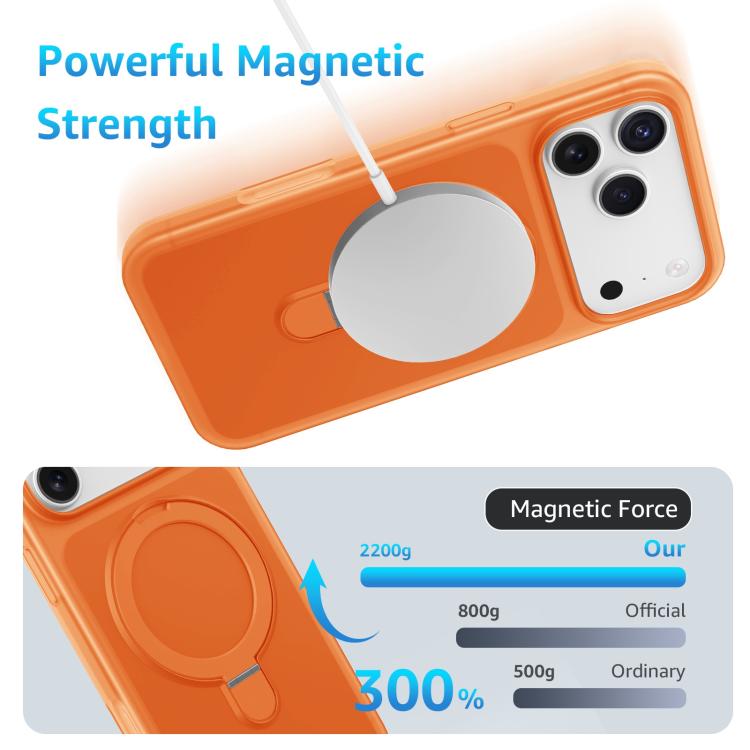 For iPhone 16 Pro Ice Cream Skin Feel Magnetic Pivot Holder Phone Case