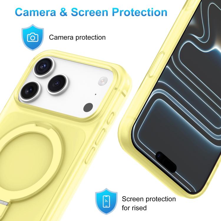 For iPhone 16 Pro Ice Cream Skin Feel Magnetic Pivot Holder Phone Case