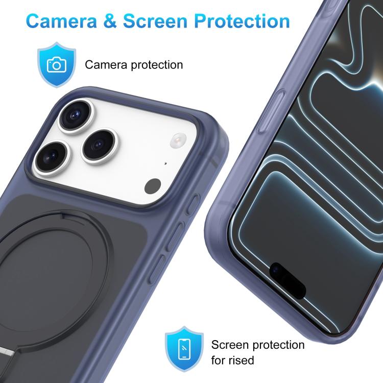 For iPhone 16 Ice Cream Skin Feel Magnetic Pivot Holder Phone Case