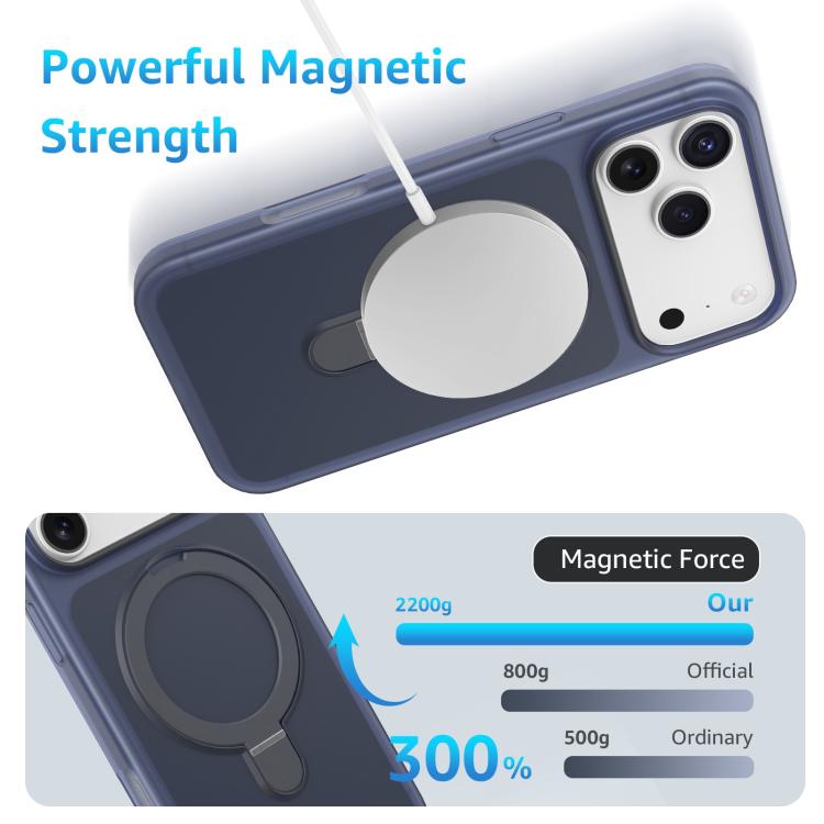 For iPhone 15 Pro Max Ice Cream Skin Feel Magnetic Pivot Holder Phone Case