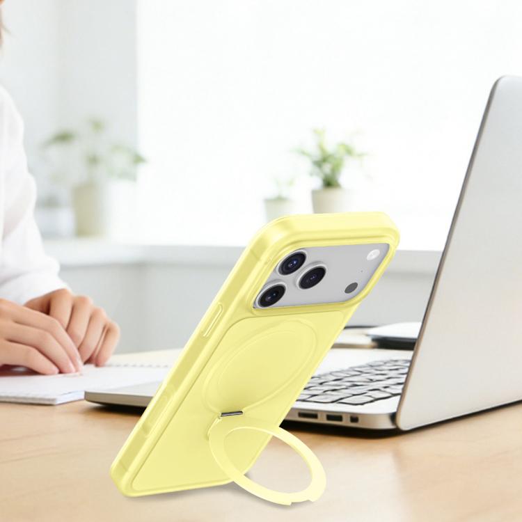 For iPhone 15 Ice Cream Skin Feel Magnetic Pivot Holder Phone Case