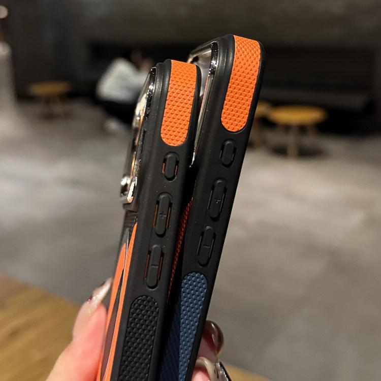 For iPhone 17 Pro Max Color Blocking Leather Texture Shockproof Magnetic Phone Case