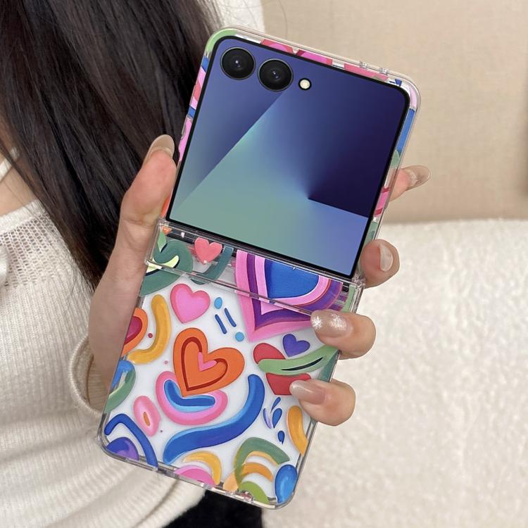 For Samsung Galaxy Z Flip7 5G Rainbow Heartbeat Pattern Phone Case
