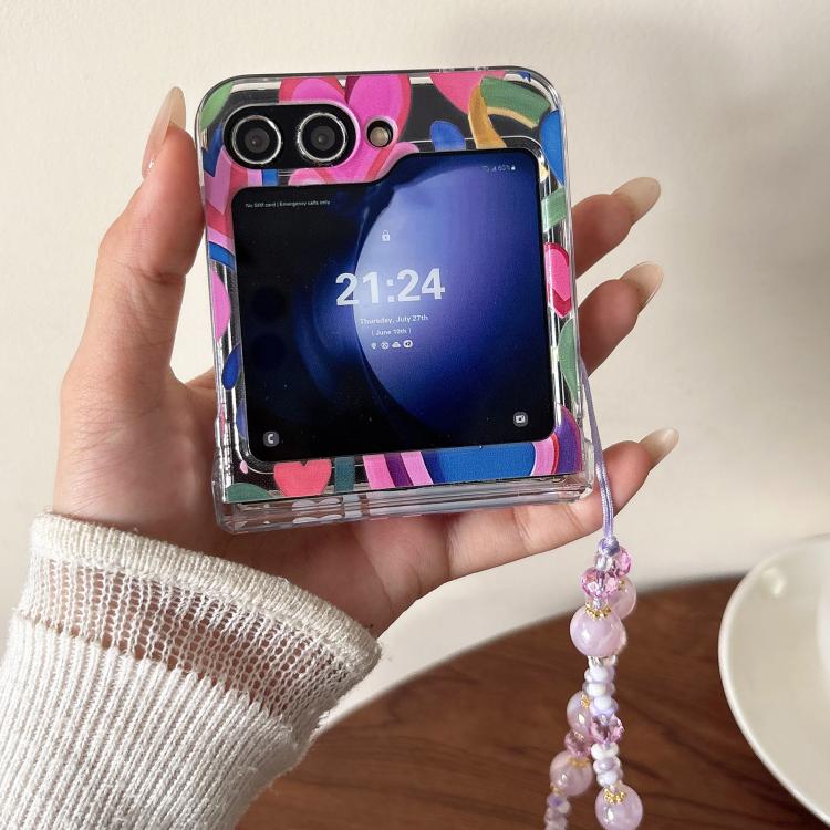 For Samsung Galaxy Z Flip6/5 Rainbow Heartbeat Pattern Phone Case