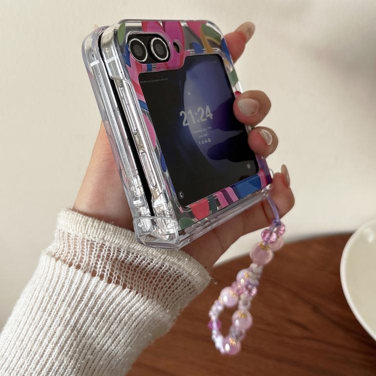 For Samsung Galaxy Z Flip6/5 Rainbow Heartbeat Pattern Phone Case