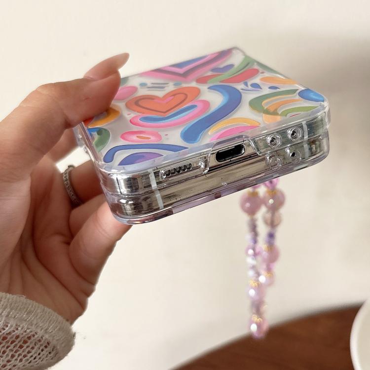 For Samsung Galaxy Z Flip6/5 Rainbow Heartbeat Pattern Phone Case