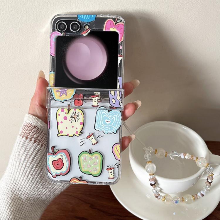For Samsung Galaxy Z Flip6/5 Painted Apple Pattern Shockproof Phone Case with Bracelet