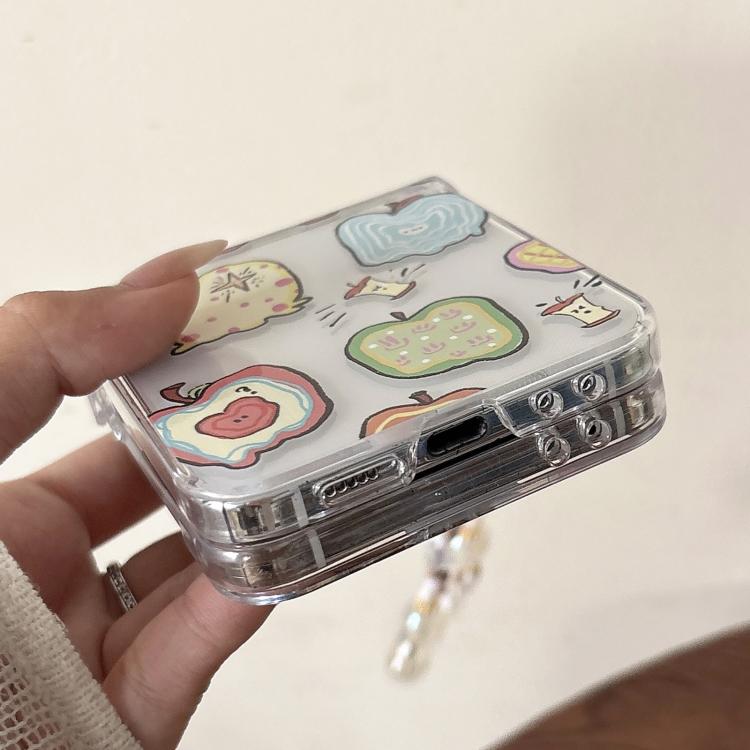 For Samsung Galaxy Z Flip6/5 Painted Apple Pattern Shockproof Phone Case with Bracelet