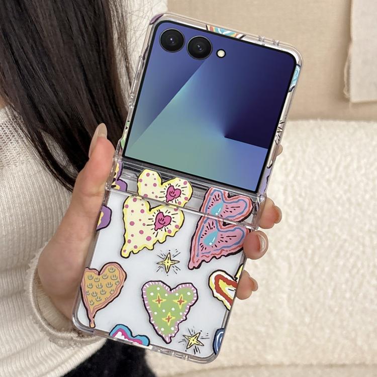 For Samsung Galaxy Z Flip7 5G Painting Heartbeat Pattern Shockproof Phone Case