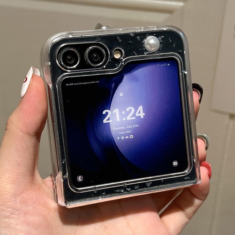 For Samsung Galaxy Z Fold4 Pearl Flower Butterfly Disc Knot Design Phone Case with Bracelet