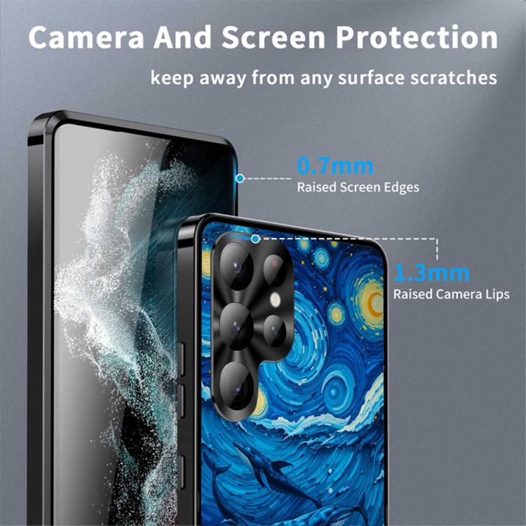 For Samsung Galaxy S23 Ultra 5G Metal Frame UA Color Printed Magnetic Shockproof Phone Case