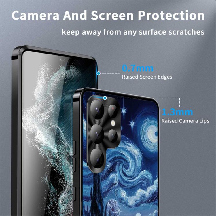 For Samsung Galaxy S22 Ultra 5G Metal Frame UA Color Printed Magnetic Shockproof Phone Case
