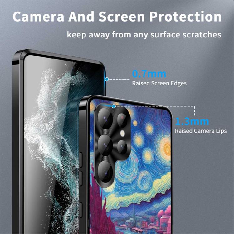 For Samsung Galaxy S22 Ultra 5G Metal Frame UA Color Printed Magnetic Shockproof Phone Case