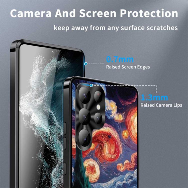 For Samsung Galaxy S22 Ultra 5G Metal Frame UA Color Printed Magnetic Shockproof Phone Case