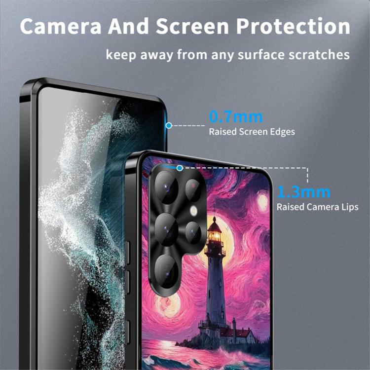 For Samsung Galaxy S22 Ultra 5G Metal Frame UA Color Printed Magnetic Shockproof Phone Case
