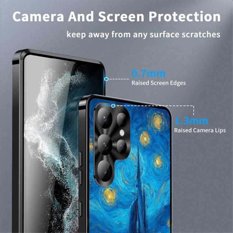 For Samsung Galaxy S22 Ultra 5G Metal Frame UA Color Printed Magnetic Shockproof Phone Case