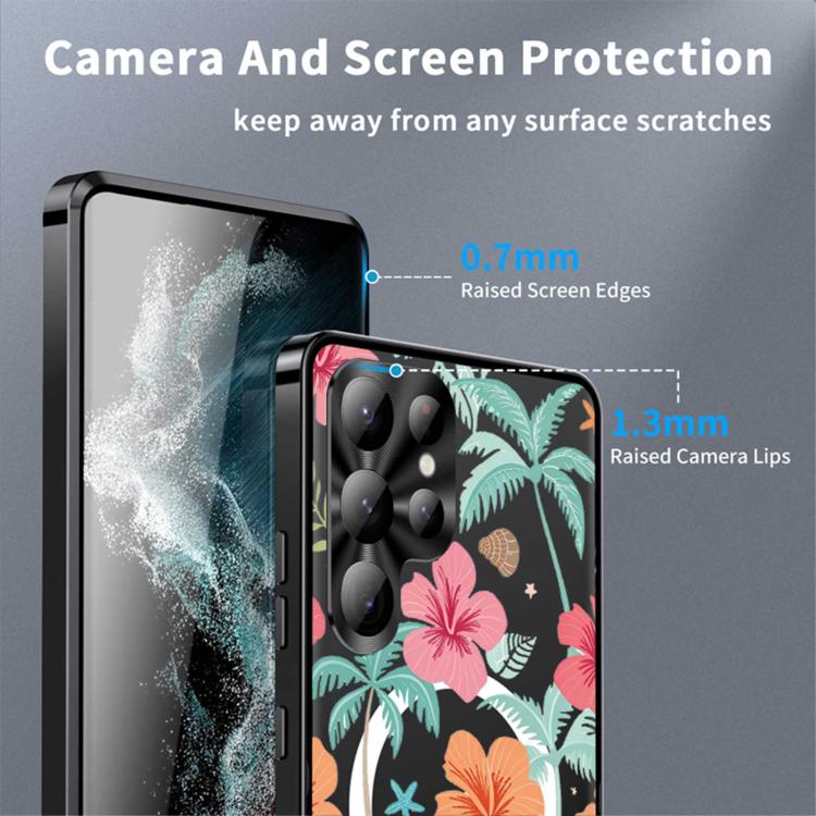 For Samsung Galaxy S23 Ultra 5G Metal Frame UA Color Printed Magnetic Shockproof Phone Case