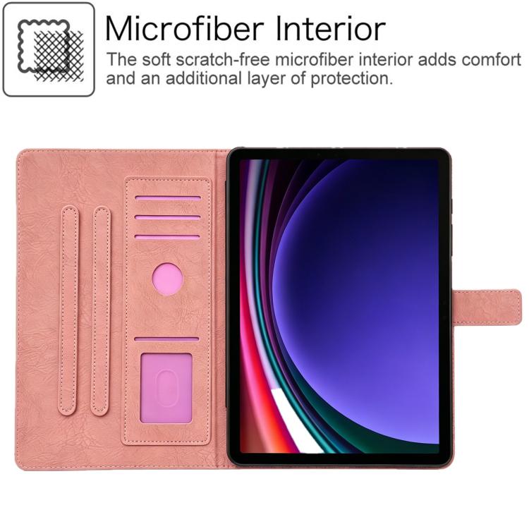 For Samsung Galaxy Tab S10 FE / S9 FE Magpie Embossed Vegan Leather Smart Tablet Case