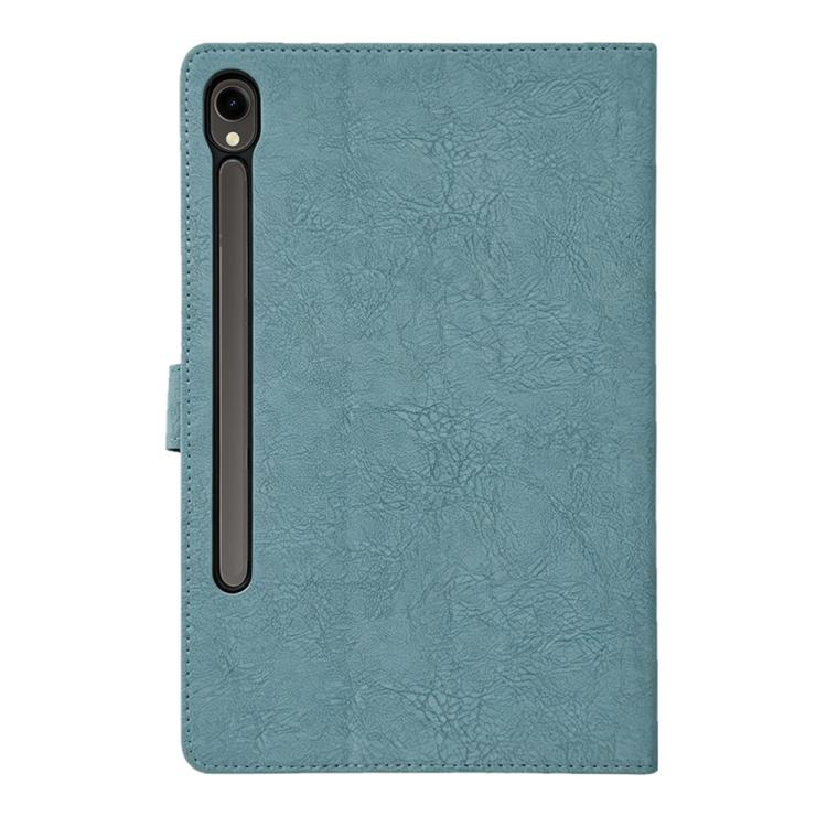 For Samsung Galaxy Tab S10 FE / S9 FE Magpie Embossed Vegan Leather Smart Tablet Case