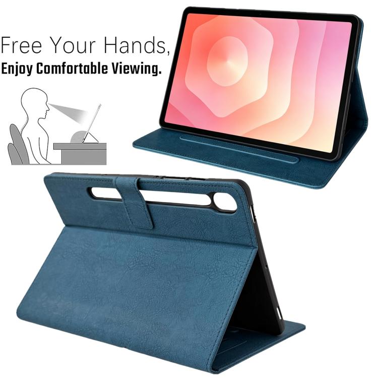 For Samsung Galaxy Tab S10 FE / S9 FE Magpie Embossed Vegan Leather Smart Tablet Case