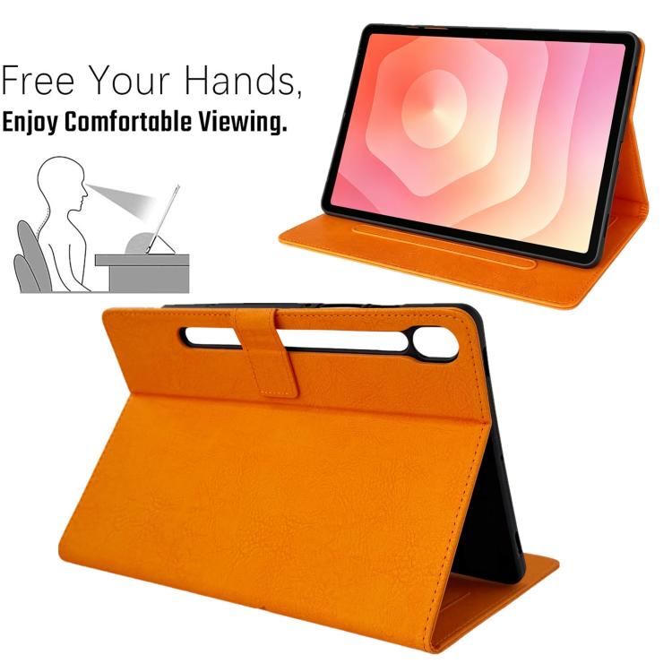 For Samsung Galaxy Tab S10 FE / S9 FE Magpie Embossed Vegan Leather Smart Tablet Case