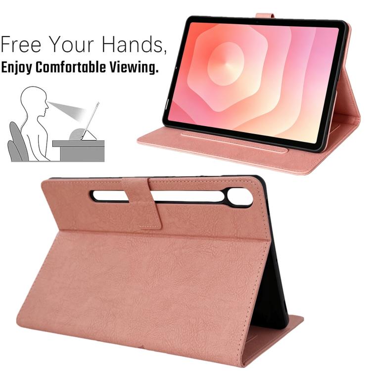 For Samsung Galaxy Tab S10 / S9 / S8 Magpie Embossed Vegan Leather Smart Tablet Case
