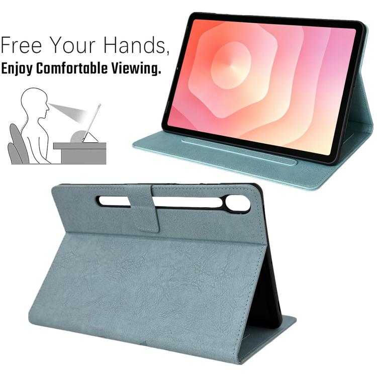 For Samsung Galaxy Tab S10 / S9 / S8 Magpie Embossed Vegan Leather Smart Tablet Case