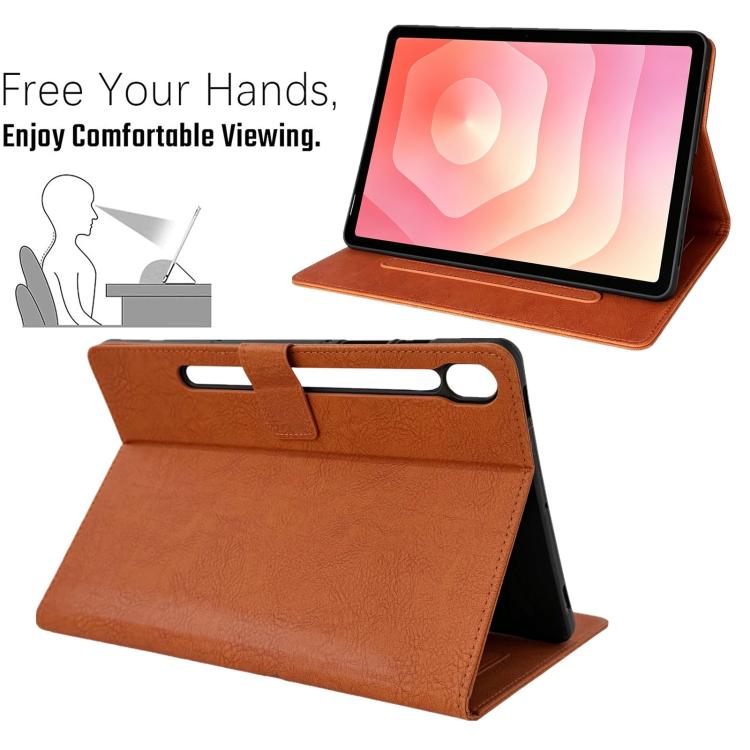 For Samsung Galaxy Tab S10 / S9 / S8 Magpie Embossed Vegan Leather Smart Tablet Case