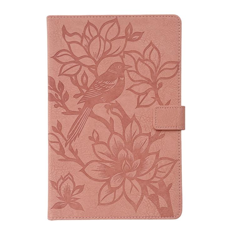 For Amazon Kindle Fire HD10 2023 / 2021 Magpie Embossed Vegan Leather Smart Tablet Case