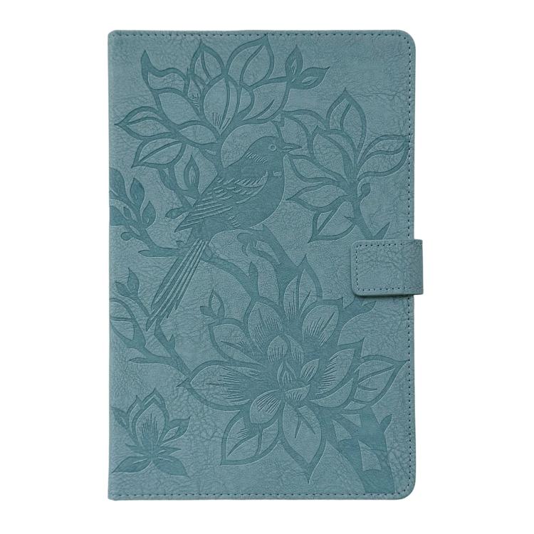 For Amazon Kindle Fire HD10 2023 / 2021 Magpie Embossed Vegan Leather Smart Tablet Case