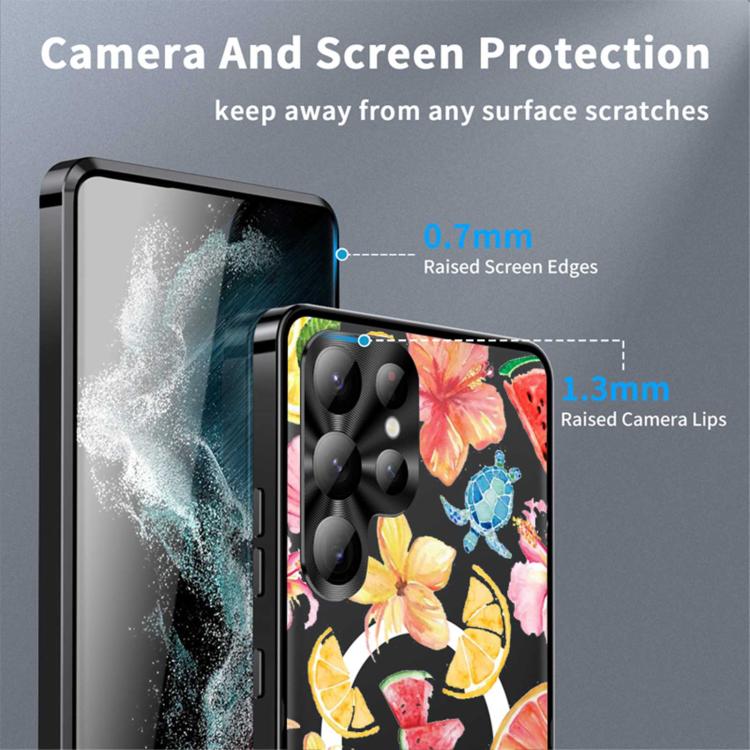 For Samsung Galaxy S23 Ultra 5G Metal Frame UA Color Printed Magnetic Shockproof Phone Case