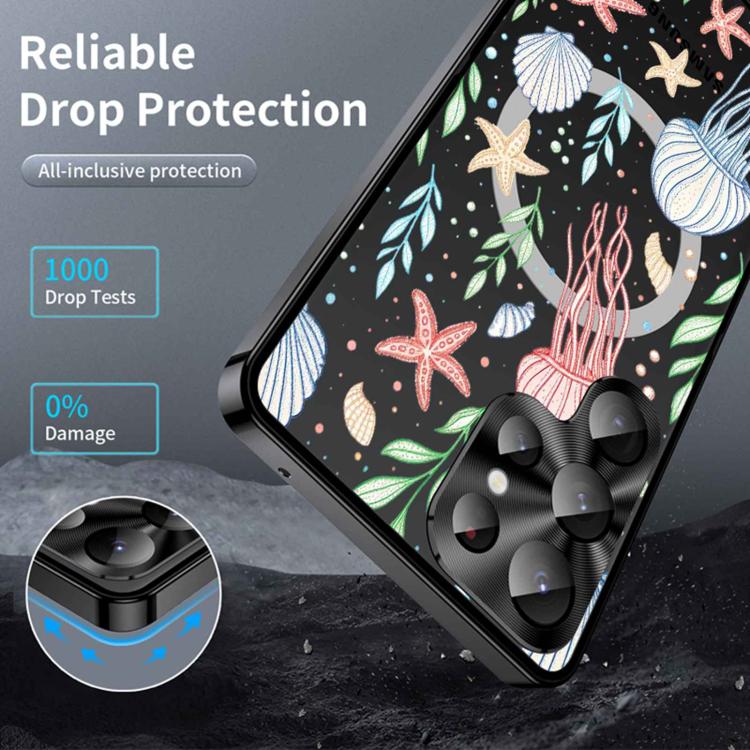 For Samsung Galaxy S23 Ultra 5G Metal Frame UA Color Printed Magnetic Shockproof Phone Case