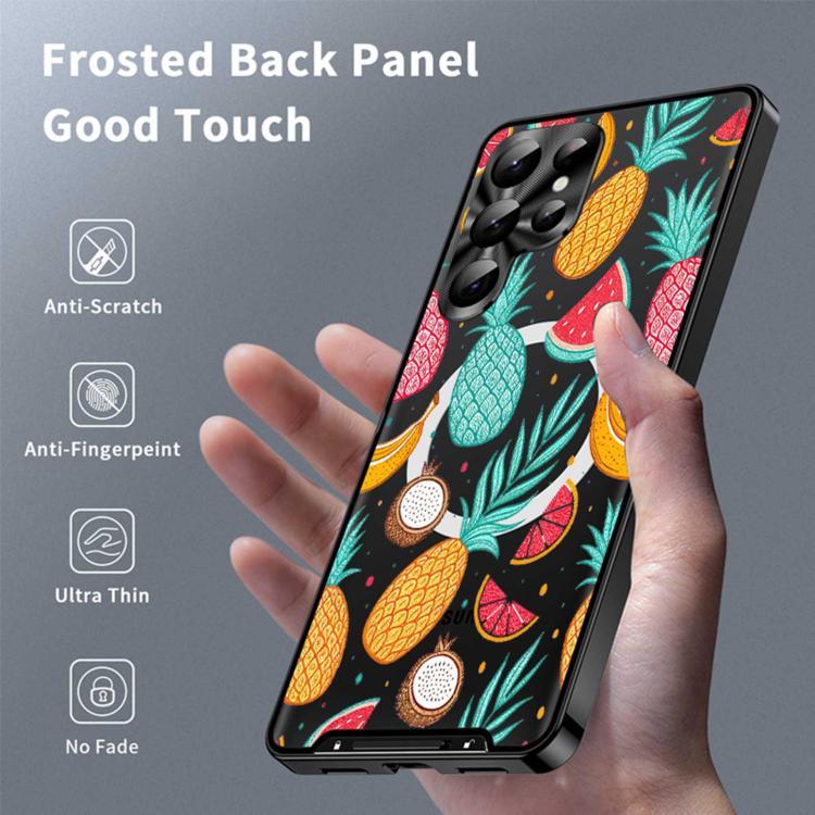 For Samsung Galaxy S23 Ultra 5G Metal Frame UA Color Printed Magnetic Shockproof Phone Case