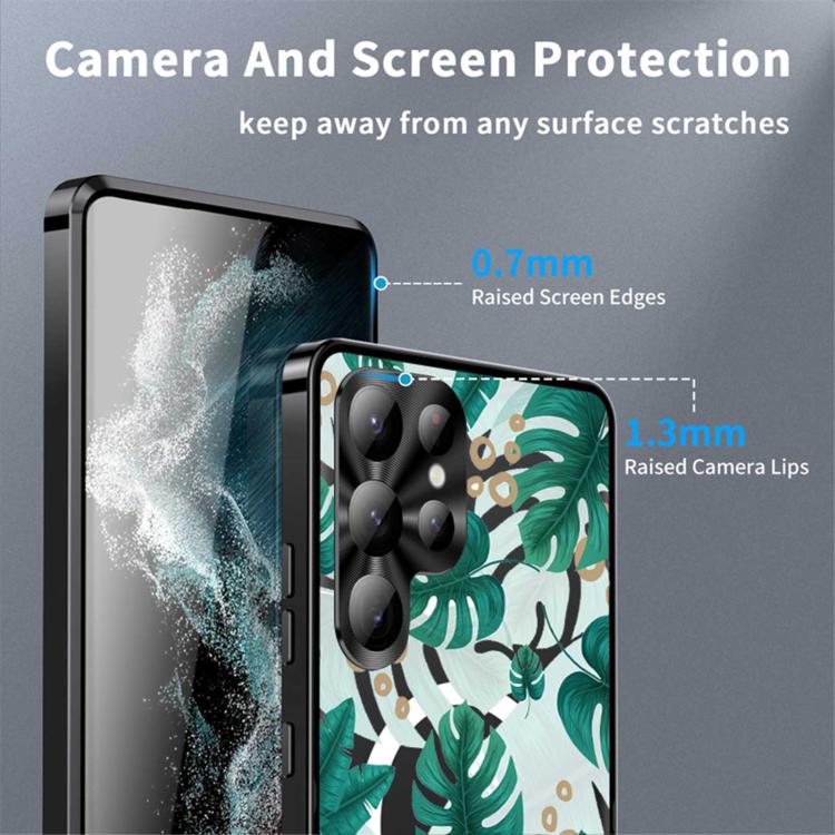 For Samsung Galaxy S23 Ultra 5G Metal Frame UA Color Printed Magnetic Shockproof Phone Case