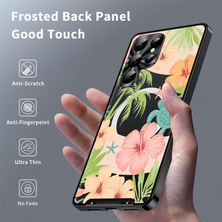 For Samsung Galaxy S22 Ultra 5G Metal Frame UA Color Printed Magnetic Shockproof Phone Case