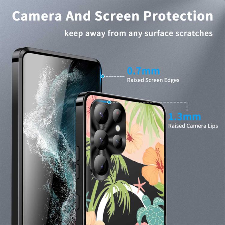 For Samsung Galaxy S22 Ultra 5G Metal Frame UA Color Printed Magnetic Shockproof Phone Case