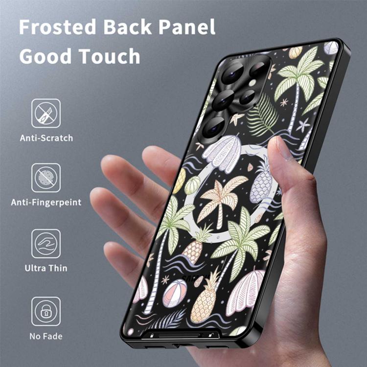For Samsung Galaxy S22 Ultra 5G Metal Frame UA Color Printed Magnetic Shockproof Phone Case