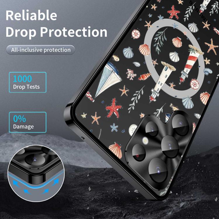 For Samsung Galaxy S22 Ultra 5G Metal Frame UA Color Printed Magnetic Shockproof Phone Case