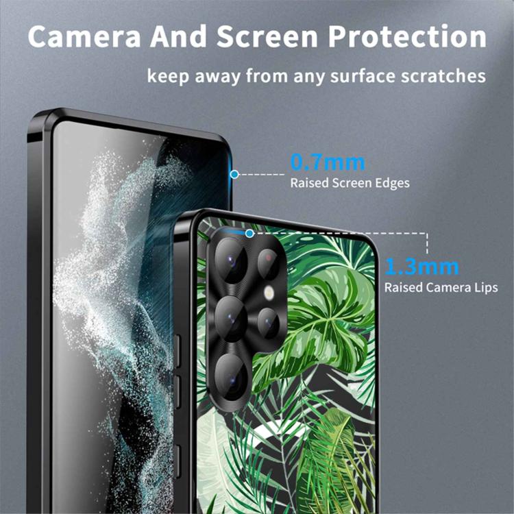 For Samsung Galaxy S22 Ultra 5G Metal Frame UA Color Printed Magnetic Shockproof Phone Case