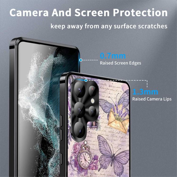 For Samsung Galaxy S22 Ultra 5G Metal Frame UA Color Printed Magnetic Shockproof Phone Case
