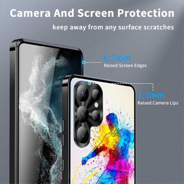 For Samsung Galaxy S22 Ultra 5G Metal Frame UA Color Printed Magnetic Shockproof Phone Case