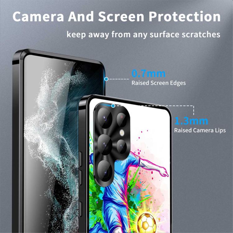 For Samsung Galaxy S22 Ultra 5G Metal Frame UA Color Printed Magnetic Shockproof Phone Case