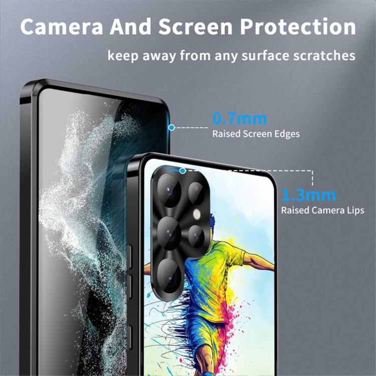 For Samsung Galaxy S22 Ultra 5G Metal Frame UA Color Printed Magnetic Shockproof Phone Case