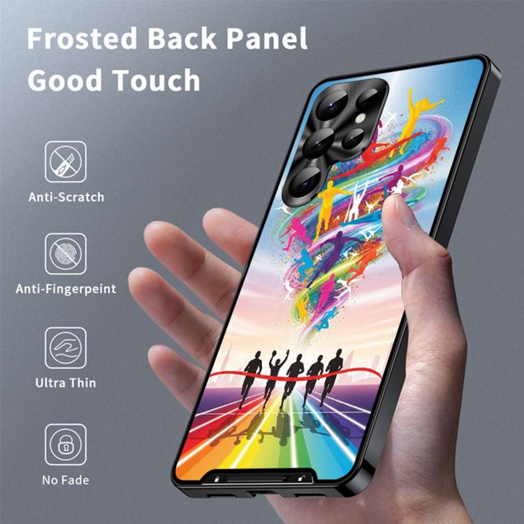 For Samsung Galaxy S22 Ultra 5G Metal Frame UA Color Printed Magnetic Shockproof Phone Case