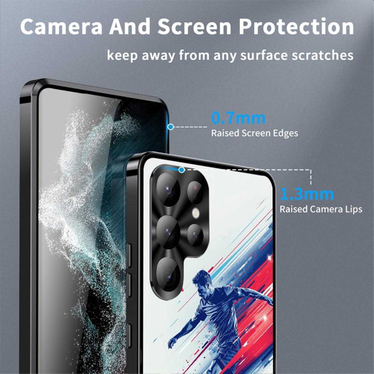 For Samsung Galaxy S23 Ultra 5G Metal Frame UA Color Printed Magnetic Shockproof Phone Case