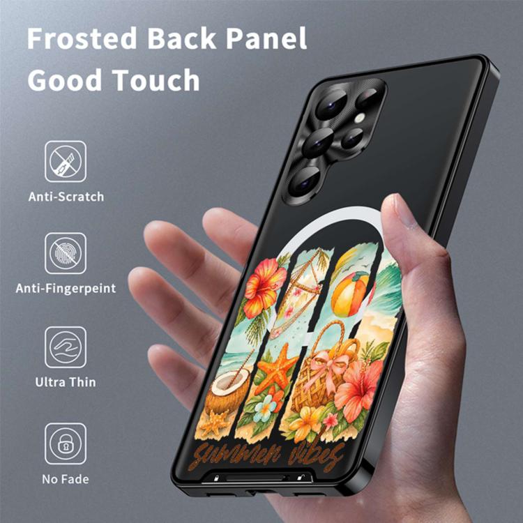 For Samsung Galaxy S23 Ultra 5G Metal Frame UA Color Printed Magnetic Shockproof Phone Case