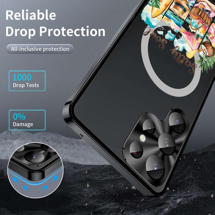 For Samsung Galaxy S23 Ultra 5G Metal Frame UA Color Printed Magnetic Shockproof Phone Case